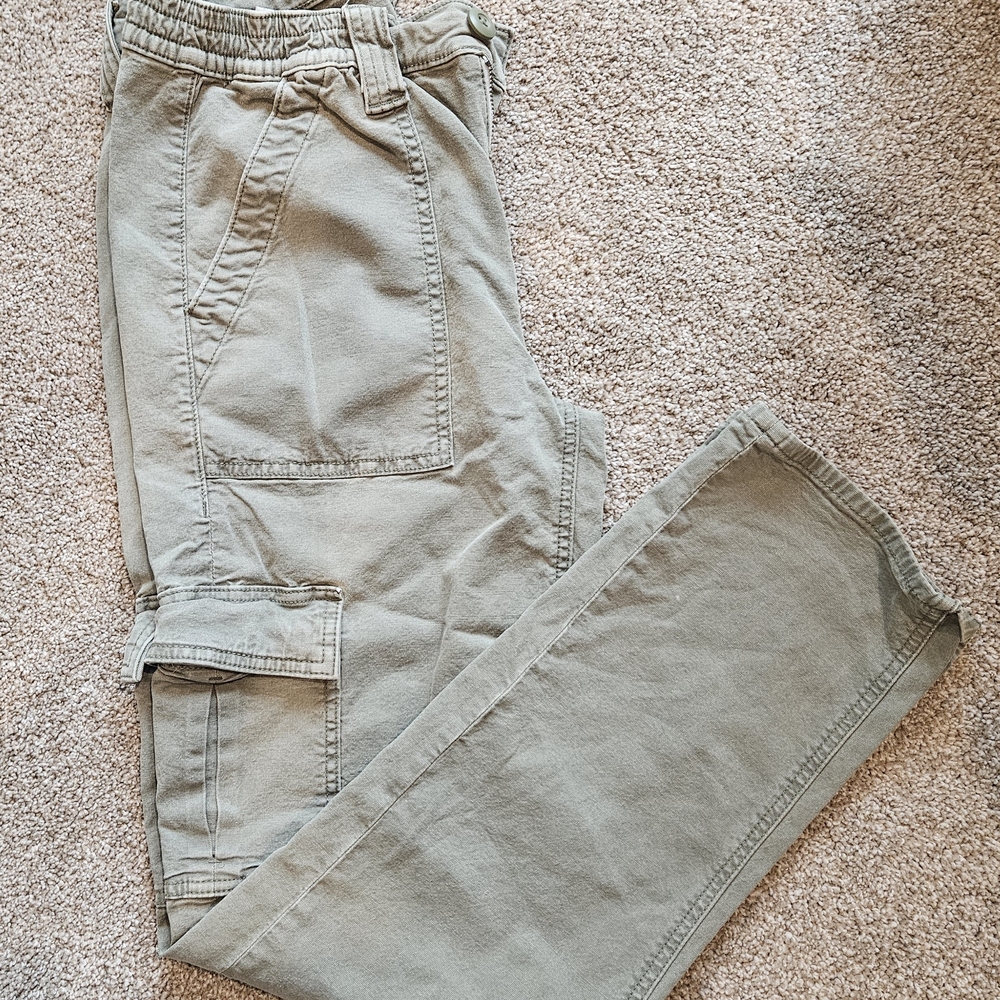 Light Khaki Cargo Pants with Elastic Waistband